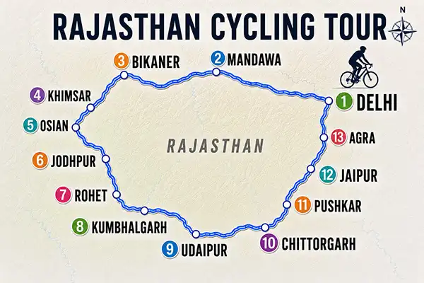 Rajasthan Cycling Tour Route