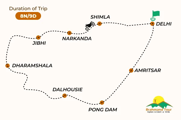 Lower Himalayas Motorcycle Tour Route